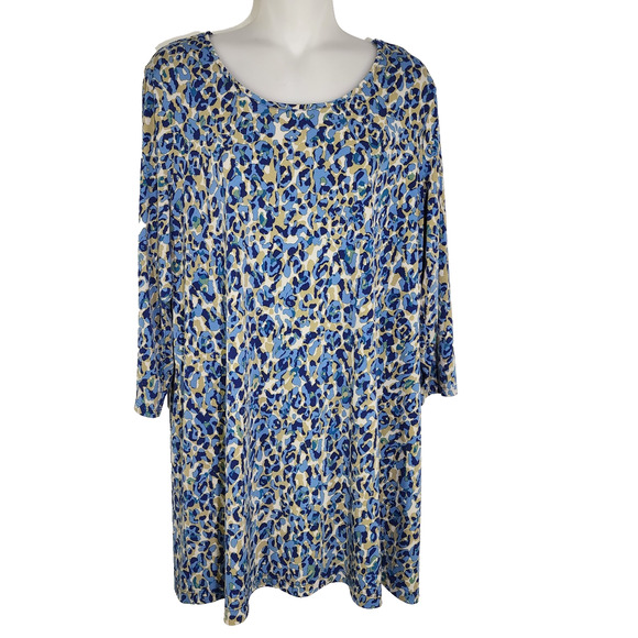 Susan Graver Womens Tunic Top Large Printed Liquid Knit Scoop Abstract A297150 - Picture 1 of 11